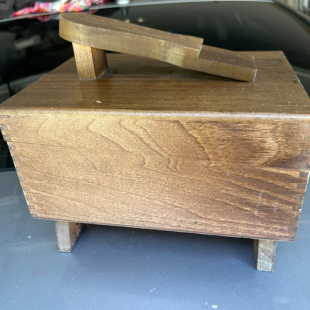 Vintage Shoe Shine Valet Box kit Brown Wood footrest grandpacore